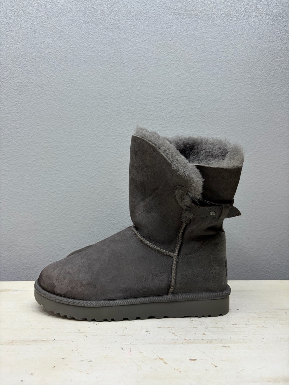 Ugg Grey Suede Shearling Boots Size 8